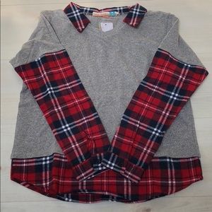 NWT Vintage Havana Comfy Shirt With Plaid Detail